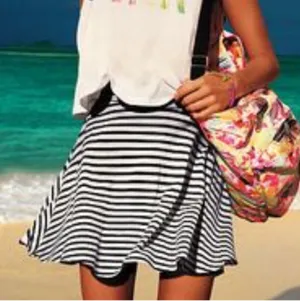 Mossimo Supply Co. Black & White Striped Skater Skirt thumbnail 7