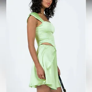 Princess Polly Cornell Satin Mini Skirt Green thumbnail 4