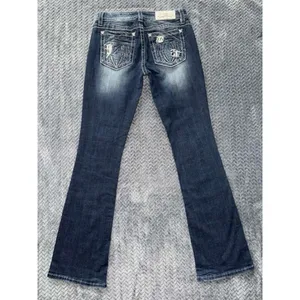 Miss Me Women's Standard Bootcut Embellish Blue Denim Mid Rise Dark Wash Size 28 thumbnail 2