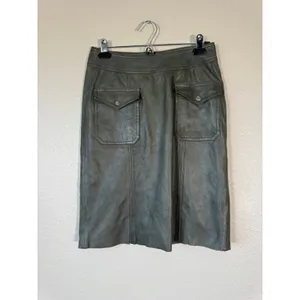 Lucky Brand Olive Green Lambs Leather Mini Skirt Womens S Preppy Dark Academia thumbnail 12