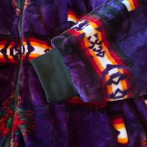 Aztec plush blanket zip up jacket purple SW print Size L/XL thumbnail 12