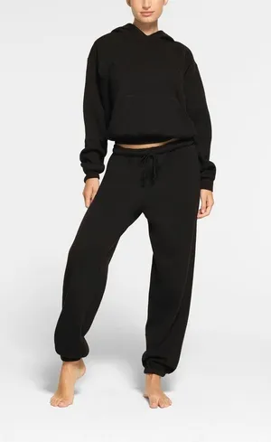 SKIMS COTTON FLEECE HOODIE, Black, Large, $80 thumbnail 1