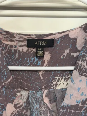 AFRM Pink, Blue & Gray Abstract Print Long-Sleeve Bodysuit thumbnail 2