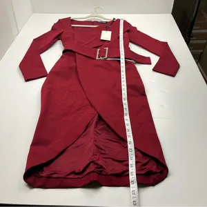 Lavish Alice Ruby Long‎ Sleeve Ponte Midi Dress Burgundy Womens US Size 6 NEW thumbnail 12