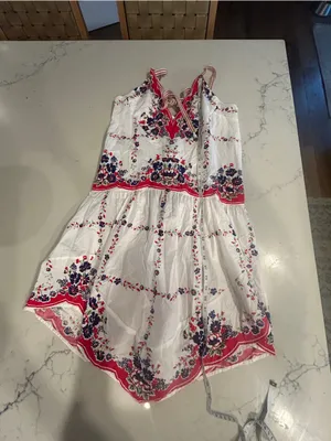 Anthropologie Celandine Plunge-Neck Drop-Waist Cotton Midi Dress size small thumbnail 9