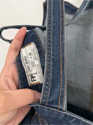 Free People Through The Woods Dark Wash Cross Back Skinny Leg Denim Overalls 28 thumbnail 5
