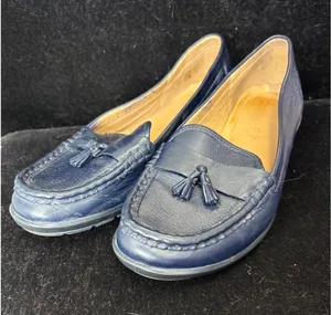 Hotter Comfort Concept Navy Blue Leather Tassel Loafers Shoes Womens UK 7.5 thumbnail 1
