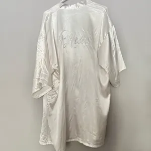 Blingy Rhinestone White Satin Bride Bridal Wedding Robe OS thumbnail 3