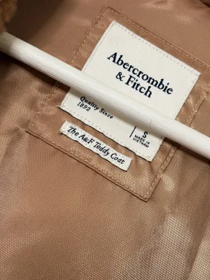 Abercrombie & Fitch The A&F Teddy Coat Size S Camel Brown Faux Fur Sherpa Cozy thumbnail 4