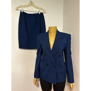 Christian Dior The Suit Vintage Blue Glen Plaid Skirt Set Double Breasted Size 8 thumbnail 2