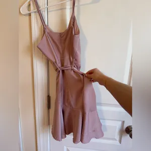 Boutique mini wrap satin dress Purple thumbnail 4