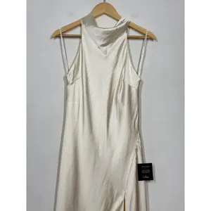 Lulus Exceptional Status Midi Dress Womens Medium Cream Halter Backless Slip NWT thumbnail 6