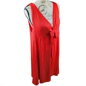 Zara NWOT Sleeveless Front Knot Dress in Red Medium‎ thumbnail 2
