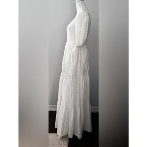 Mille white Eyelet Cotton Maxi Dress summer Women's Size S thumbnail 11
