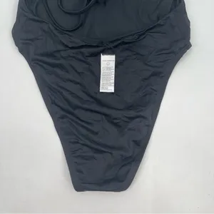 Good American NEW Swimsuit Medium One Piece Shine Barely There Black Tie NWOT thumbnail 10