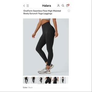 NWT HALARA OneForm Seamless Flow High Waisted Booty Scrunch Yoga Leggings Black thumbnail 3
