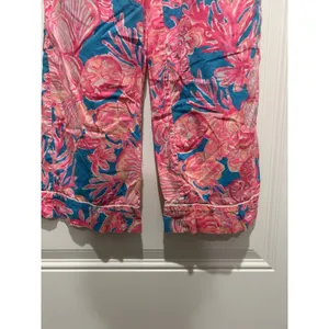 Lilly Pulitzer Pajama Pants Women's Small Light Weight Cotton Pink Blue Coral thumbnail 2