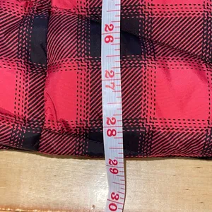 J. Jill Womens Buffalo Plaid Full Zip Quilted Puffer Long Down Vest Red Black XS thumbnail 9