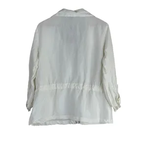 NWT Darjoni Utility Solid Linen Blend Jacket White Coastal Drawstring XL Size XL thumbnail 4