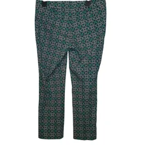 J.Crew Womens Geometric Floral Print Slim Leg Pants Green Navy Pink thumbnail 2