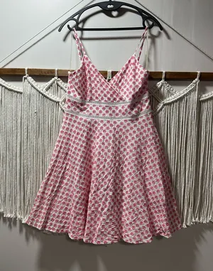 Trixxi Pink & White Floral Spaghetti-Strap Fit-and-Flare Mini Dress thumbnail 1