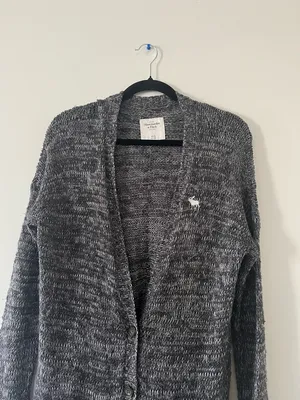 Abercrombie Preppy Gray Knit Button Up Cardigan XS Oversized Minimalist Capsule thumbnail 3