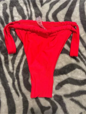 SHEIN Red Women’s Thong Bikini Bottom with Double Side Straps thumbnail 2