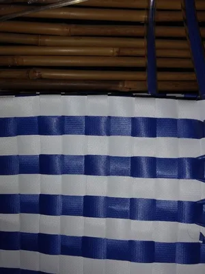 Wax Straw L Seaside Striped Tote Bag in Blue White thumbnail 3