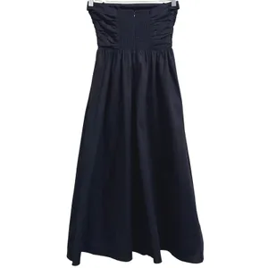 WAYF Olivia Midi Dress Women‎ XS Black Pleated Convertible Strapless Cotton -NEW thumbnail 4