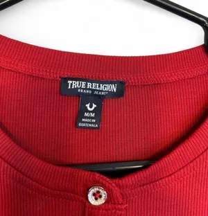 True Religion red Henley shirt in size M #henley #truereligion thumbnail 3
