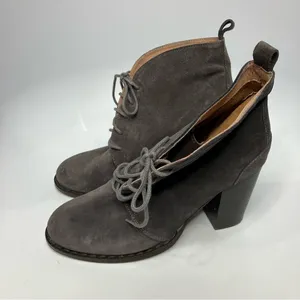 Seychelles Anthropologie Brand gray suede leather heel lace up‎ booties size 9.5 thumbnail 5