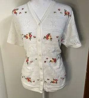 Vintage Northern Reflections Floral Embroidered Cardigan Cottagecore‎ Sweater M thumbnail 1