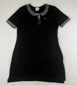 Lacoste Womens Black Piqué Cotton Stretch Polo T-Shirt Dress Size 42 F4811 thumbnail 1