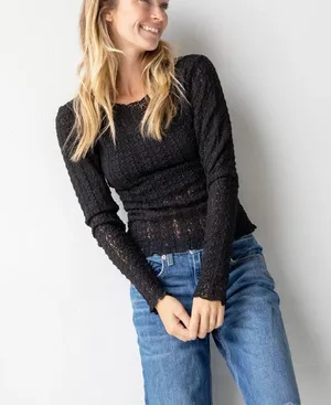 Natural Life Black Lace Layering Top Women Medium thumbnail 1