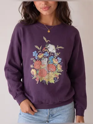 VINTAGE DECOTEX Bird Mouse Flowers Granny Sweatshirt thumbnail 1