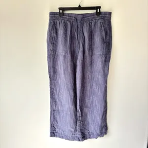 Athleta Cabo Linen Textured Wide Leg Pants Blue Flowy Beach Costal Athleisure thumbnail 3