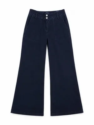 Maeve Anthropologie NWT Navy Stretch Denim Wide Leg Pants Size 31 $130 thumbnail 1