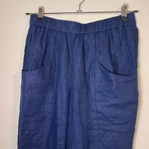 Quince European Linen Tapered Pull On Ankle Pants Navy Blue M thumbnail 4