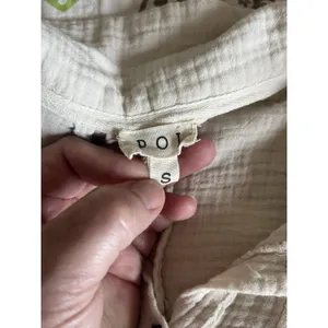 POL Crinkle Gauze Crop Button Up Size Small Oversized Smt1962a thumbnail 7