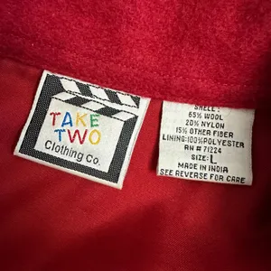 Take‎ Two Red Wool Blend Holiday Jacket Snowman Embroidered Christmas Women’s L thumbnail 2