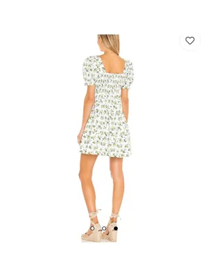 Faithfull the Brand Women's Eldora Printed Mini Dress White Yellow Size small thumbnail 3
