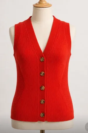 Ann Taylor Petite Red Knit Sweater Vest  thumbnail 1