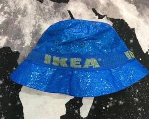 IKEA Bag Material Reworked Style Bucket Hat Blue thumbnail 1