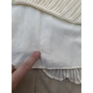Topshop Boho Feminine Fairy Romantic Cream Pastel Pleated Sheer Neckline Blouse Size 8 thumbnail 8