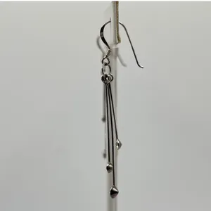 925 Sterling Silver Triple Strand Rhinestone Drop Earrings‎ Linear Tiered Dangle thumbnail 6