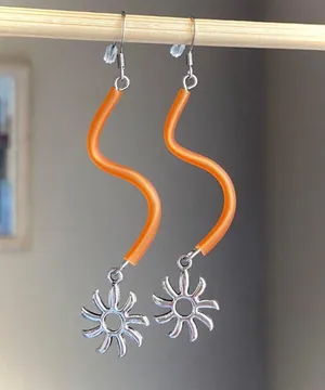 Handmade unique retro boho funky hippie style sun dangle earrings☀️ thumbnail 1