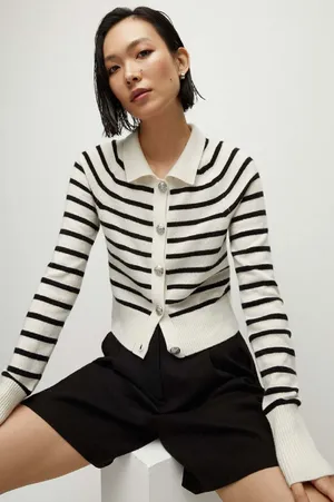 Veronica Beard Cheshire Cashmere Striped Cardigan Size S thumbnail 1