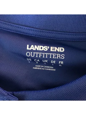 Lands End Womens Polo Shirt Top Short Sleeve Embroidered German Shepard Blue L thumbnail 4