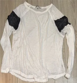 BKE White grey Long-Sleeve Tee shirt top thumbnail 1