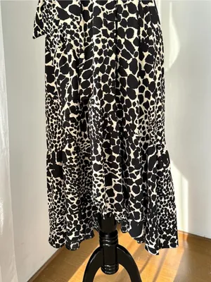 NWT Who What Wear Swirling Leopard Wrap Ruffle High Low Maxi Dress XS thumbnail 11